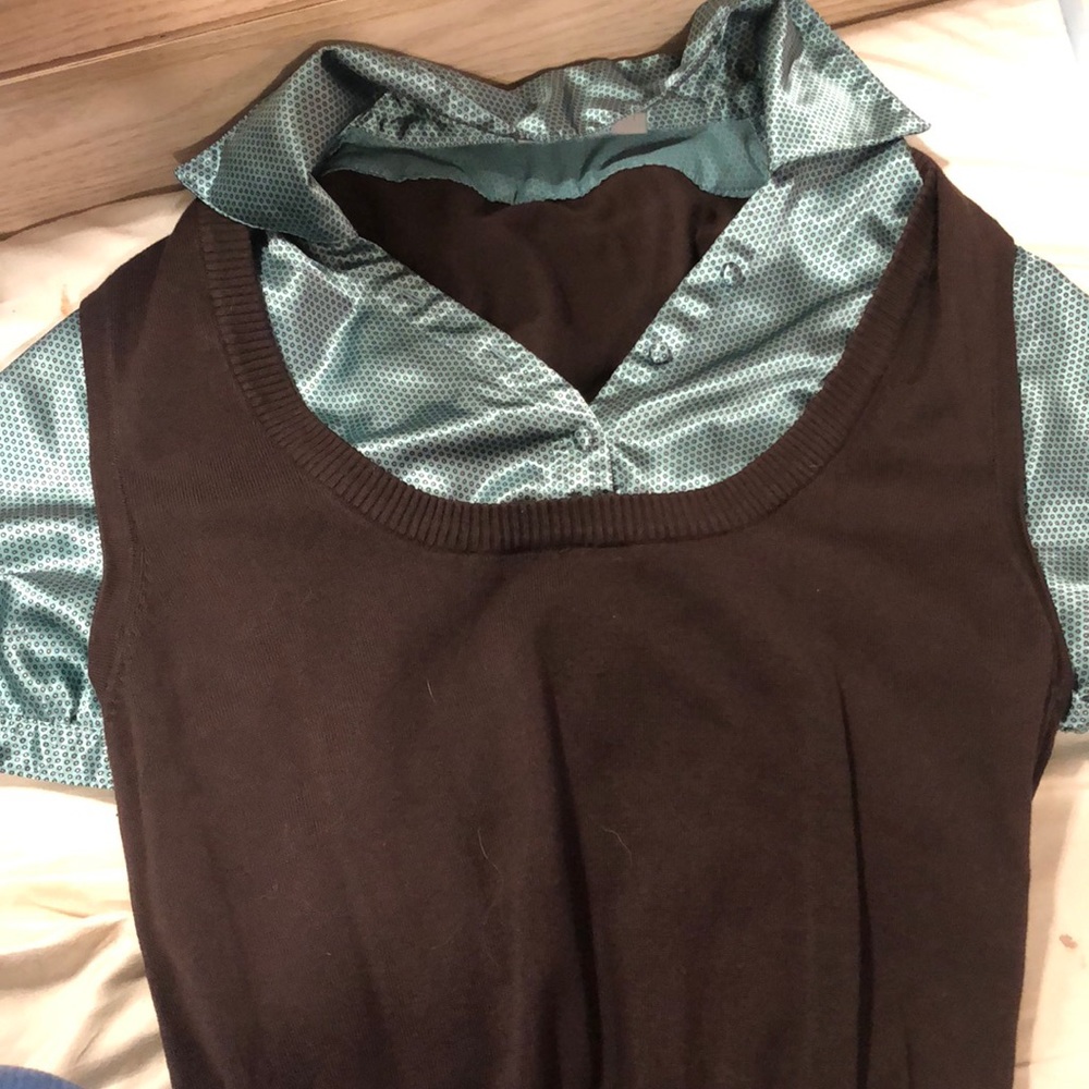 Teal/ Brown dress shirt
